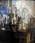 Arthur Ahnert Interior of Wilhelmshausen church Spain oil painting artist